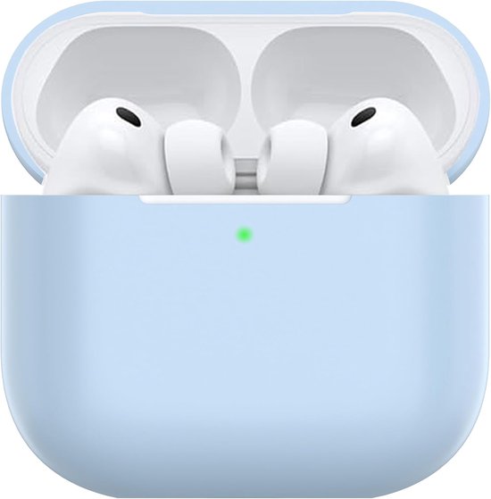 Hoes voor Airpods Pro 3, dun beschermend Silicone Case voor Air Pods Pro 3 2025 (USB-C) Skin Front LED zichtbaar siliconen hoesje, Lichtblauw