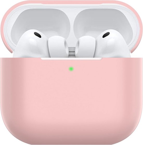 Hoes voor Airpods Pro 3, dun beschermend Silicone Case voor Air Pods Pro 3 2025 (USB-C) Skin Front LED zichtbaar siliconen hoesje, Roze