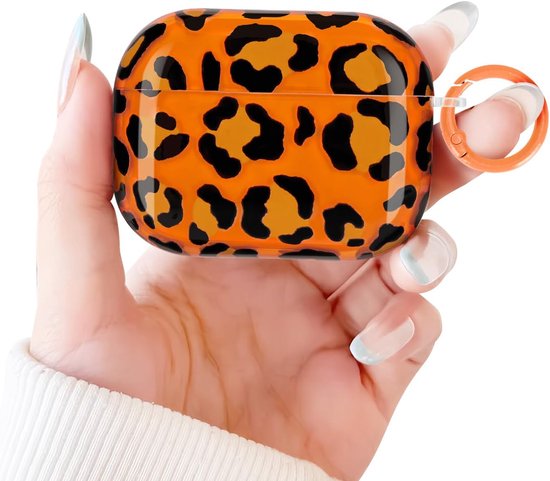 Hoes voor Airpods Pro 3, schattige luipaardpatroon-designs, duidelijke esthetische beschermhoes met sleutelring stootvast zacht TPU meisjes vrouwen case voor Airpods Pro 3e generatie 2025