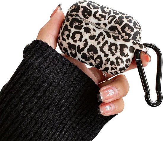 Hoes voor AirPods Pro 3e generatie, schattig esthetisch luipaardpatroon, hoes van siliconen, schokbestendig, voor meisjes en vrouwen, met sleutelhanger, voor AirPods Pro 3 (2025), donkerbruin