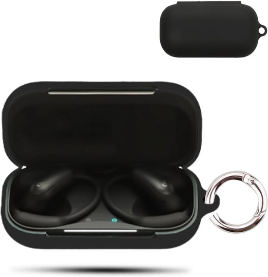 Hoes voor Anker, Soundcore AeroFit 2 Pro, draadloze hoofdtelefoon, zachte siliconen beschermhoes, huidvriendelijk etui met ronde gesp, volledige bescherming, zwart