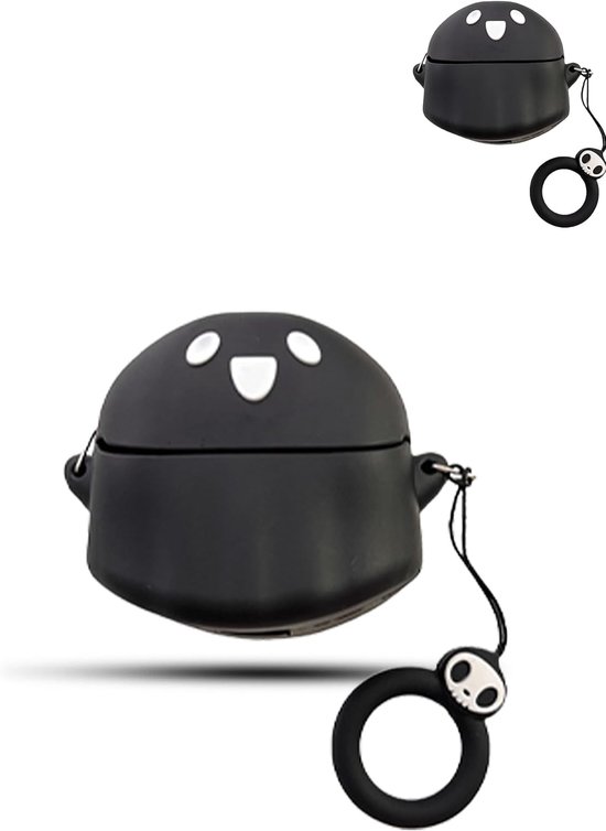 Hoes voor Anker Soundcore Liberty 4 NC Wireless Headphones, daunke zachte siliconen beschermhoes, huidvriendelijk spookvormig etui met koord, volledige bescherming, zwart