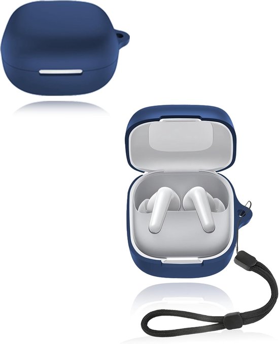 Hoes voor Anker, Soundcore P31i oordopjes, zachte siliconen beschermhoes, compatibel met Anker Soundcore P31i, met omhangband, stofdicht, stootvast en duurzaam, blauw