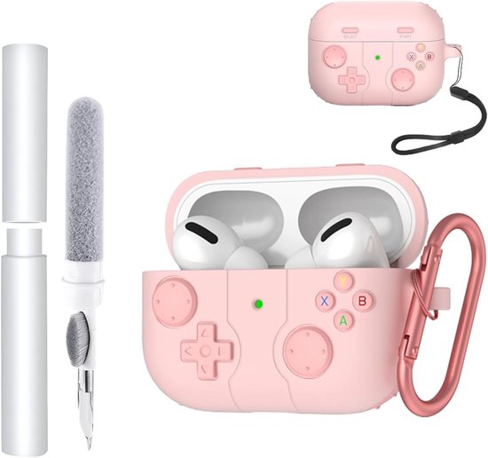 Hoes voor Apple AirPods Pro 3/Pro3 oordopjes, schokbestendig, toergy waterdicht, zacht en duurzaam, met koord, sleutelhanger en reinigingstool (roze)