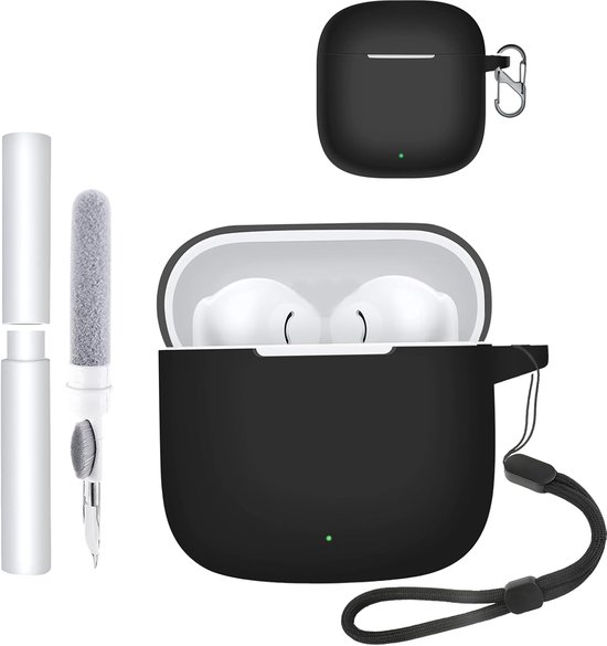 Hoes voor Huawei Freebuds SE2 oordopjes, schokbestendig, waterdicht, zacht en slank, siliconen afdekking met sleutelkoord, sleutelhanger en reinigingsset, zwart