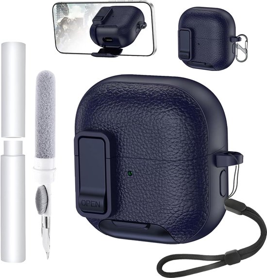 Hoes voor Huawei FreeClip 2 oordopjes, zachte TPU+PC cover, waterdicht, toergy schokbestendig, krasbescherming, eenvoudig te dragen, met sleutelkoord & sleutelhanger en reinigingskit (blauw)