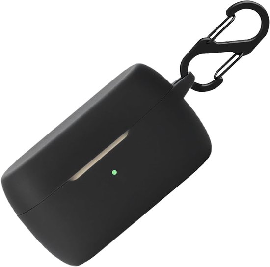 Hoes voor Jabra Evolve 2 Buds tas, stootvaste beschermhoes en huid beschermhoes voor Jabra Evolve 2 Buds met sleutelhanger (zwart)