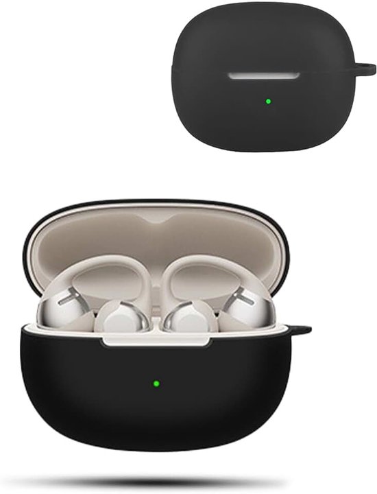 Hoes voor Shokz OpenDots 2/E320 draadloze hoofdtelefoon, daunke zachte siliconen beschermhoes, huidvriendelijke etui met ronde gesp, volledige bescherming, zwart