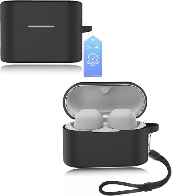 Hoes voor Sony-WF-1000XM6 oordopjes, zachte siliconen beschermhoes, compatibel met __PLACEHOLDER_BRAND_1__ WF-1000XM6, met koord, stofdicht, stootvast en duurzaam, zwart