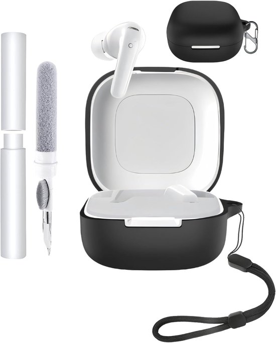 hoes voor Soundcore R60iNC open-ear koptelefoon, schokbestendig, toergy waterdicht, zacht en duurzaam, met koord, sleutelhanger en reinigingstool, zwart