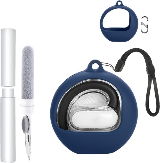 Hoes voor soundcore V40i by Anker open-ear hoofdtelefoon - schokbestendig, waterdicht, zacht en duurzaam, met koord, sleutelhanger en reinigingstool, blauw