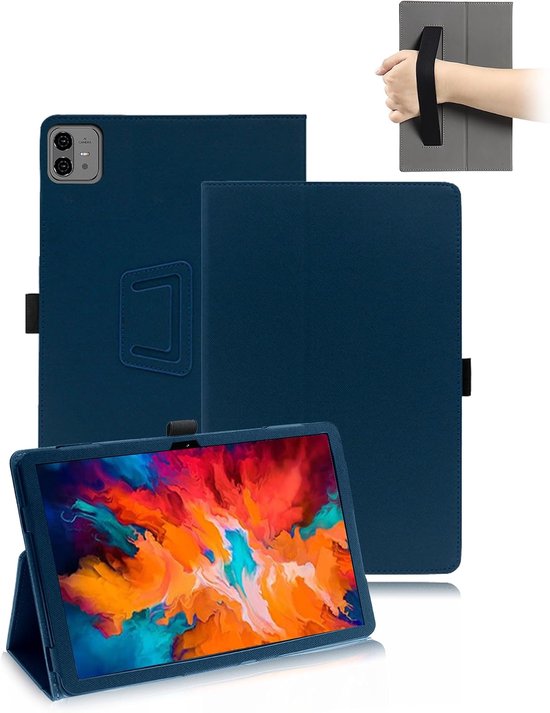 Hoes voor Teclast Artpad Pro 12,7 inch tablet, PU lederen afdekking klapstandaard case, beschermhoes met penhouder en polsband, donkerblauw