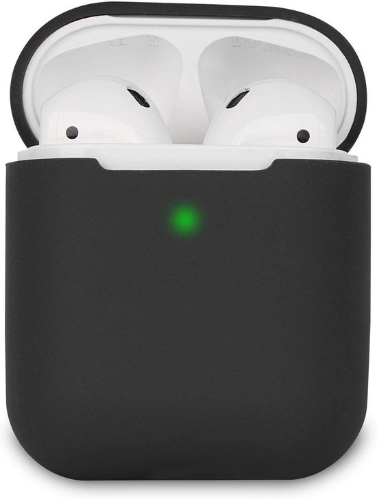 Hoesje compatibel met AirPods 2, siliconen schokbestendige hoes voor Airpods 2 [LED aan de voorkant zichtbaar Ondersteunt draadloos opladen] Zwart