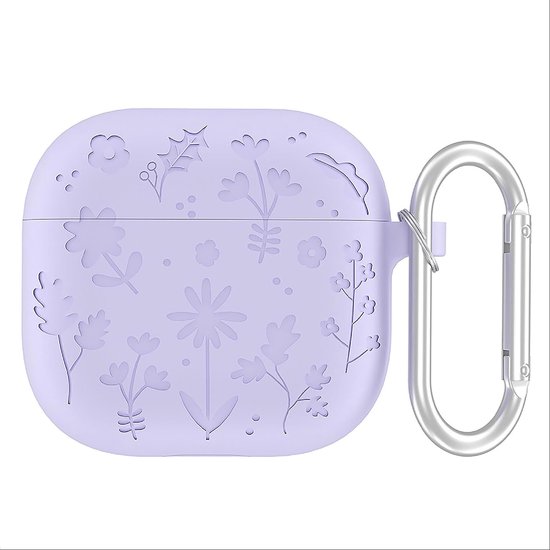 Hoesje compatibel met AirPods 4, schattige grappige cartoon siliconen TPU zachte beschermhoes met sleutelhanger inbegrepen voor jongens en meisjes - paars