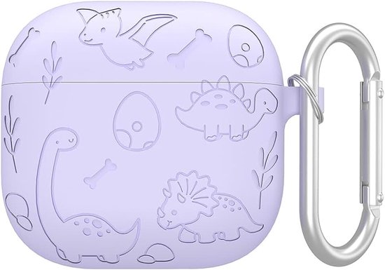 Hoesje Compatibel met AirPods 4, [Schokbestendig] Zacht Silicone Beschermend Hoesje met Karabijnhaak [Anti-vingerafdruk]-Purper