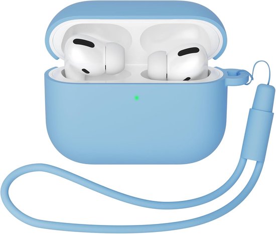 Hoesje compatibel met AirPods Pro 3 (2025), beschermende siliconen hoes voor AirPods Pro 3nd, zachte huid voorkant led zichtbaar siliconen hoesje, hemelsblauw
