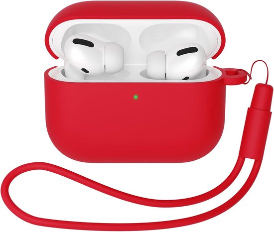 Hoesje compatibel met AirPods Pro 3 (2025), beschermende siliconen hoes voor AirPods Pro 3nd, zachte huid voorkant led zichtbaar siliconen hoesje, rood