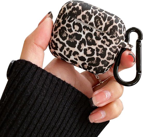 Hoesje voor Airpods 3 hoesje (3e generatie 2021), schattige luipaardprint esthetische siliconen schokbestendige sleutelhanger meisjes vrouwen hoesje cover voor Airpods 3 - zwart bruin
