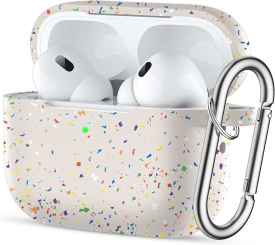 Hoesje voor AirPods Pro 2e/1e generatie, volledige bescherming, compatibel met nieuwe Apple AirPods Pro 2, gerecyclede plastic siliconen hoes met karabijnhaak [LED zichtbaar aan de voorzijde],