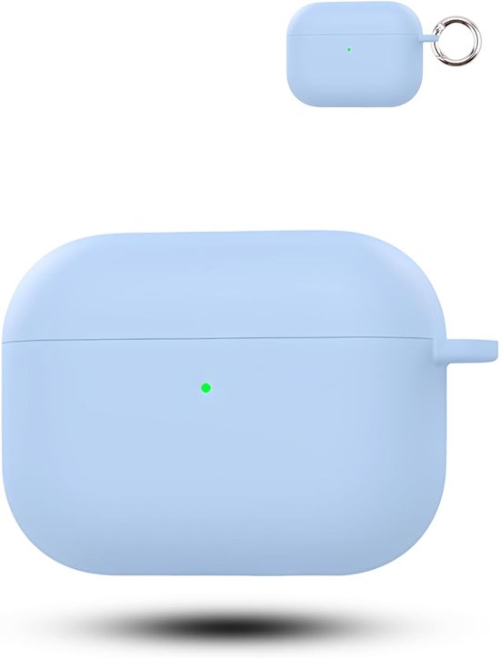 Hoesje voor Apple AirPods Pro 3 draadloze hoofdtelefoon, daunke zachte siliconen beschermhoes, huidvriendelijke hoes met karabijnhaak, volledige bescherming, helderblauw