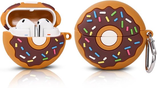 Hoesje voor Samsung Galaxy Buds 3 en voor Galaxy Buds 3 Pro oordopjes met karabijnhaak, siliconen opladen, schokbestendige beschermhoes met cartoon skin ontwerp voor man vrouw tiener (donut)