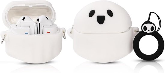 Hoesje voor Samsung Galaxy Buds 3 en voor Galaxy Buds 3 Pro oordopjes met karabijnhaak, siliconen opladen, schokbestendige beschermhoes met cartoon skin ontwerp voor man vrouw tiener (WTghost)