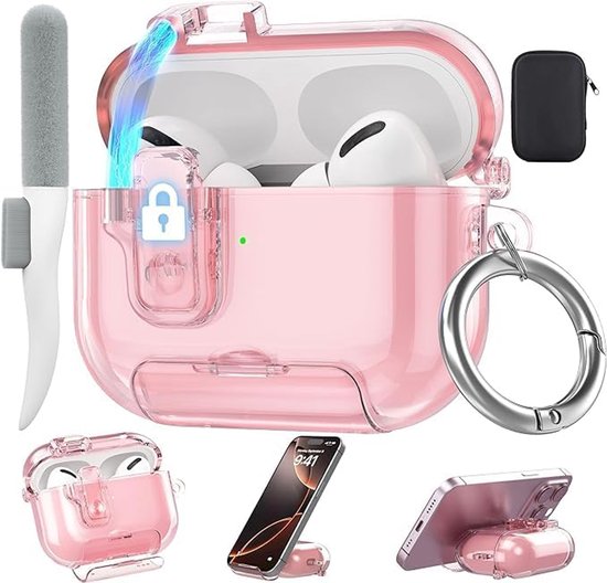 Hoesjes, Slot 2025, Dames, Zacht TPU, Transparant Airpods-Pro-3 hoes, Sleutelhanger voor Airpod Pro, 3e generatie, roze