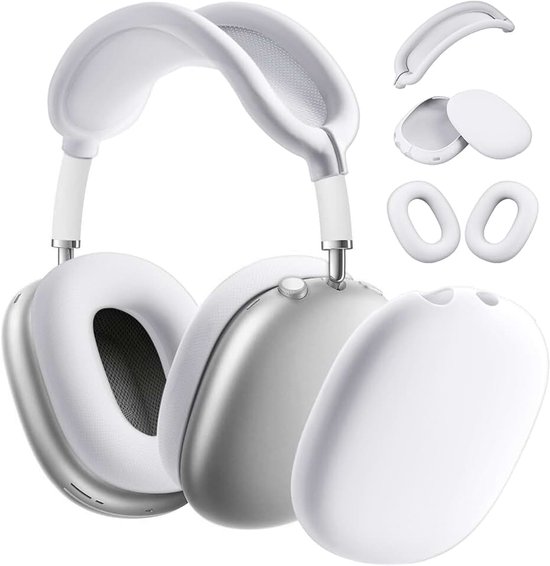Hoesjes voor AirPods Max, oorkussenhoesjes, hoofdbandhoes | krasbestendige accessoires, zachte siliconen beschermer voor Apple AirPods Max - wit