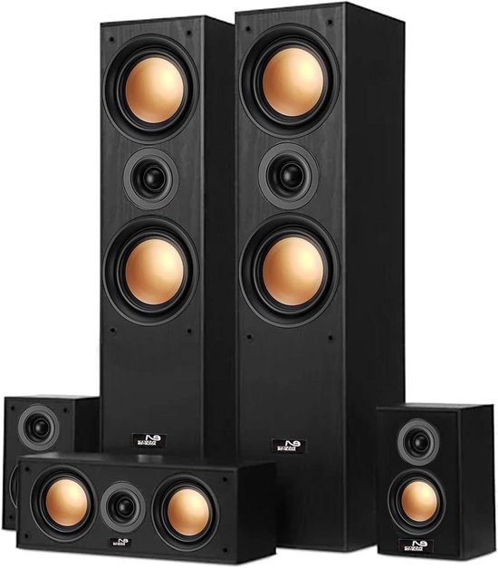 Home Cinema Luidsprekerset - Thuisbioscoop Geluid - Film Geluid - Basreflex Ontwerp - 5 Luidsprekers - Zwart