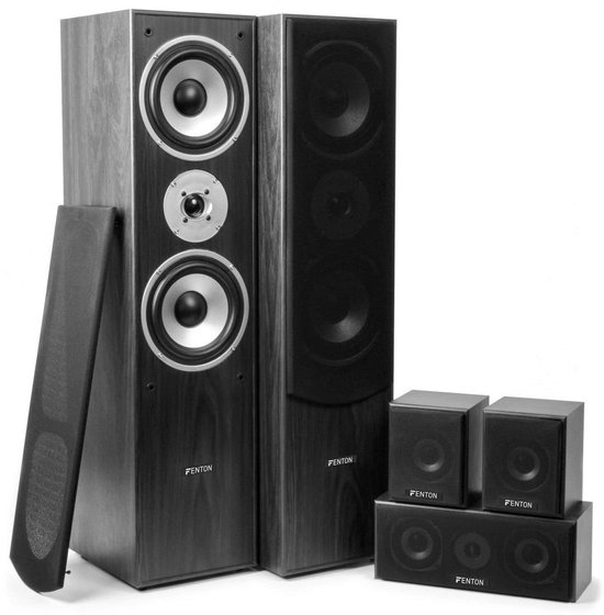 Home Cinema Set 5.0 Surround - 1150 Watt Vermogen - Hout Materiaal - Zwart Kleur - Voor TV En Films