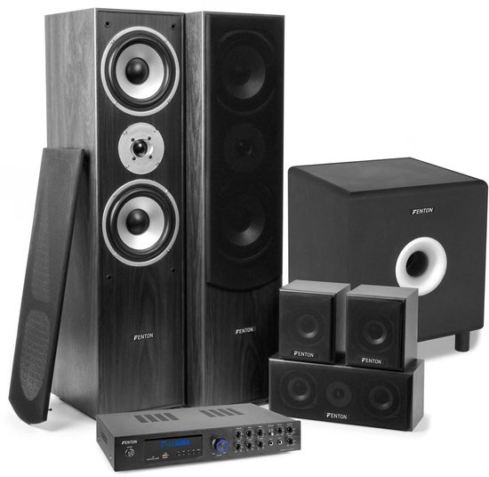 Home Cinema Set 5.1 Surround Zwart - 200W Actieve Subwoofer - Draadloos Bluetooth - Compleet Met Versterker En Speakers