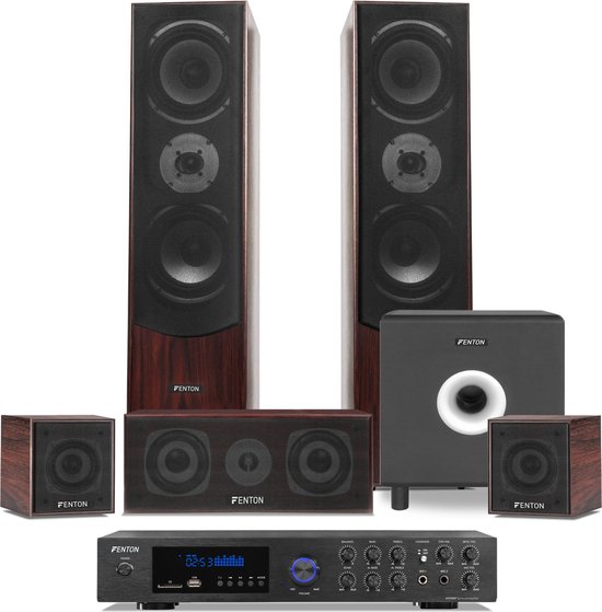 Home cinema set - Fenton - Incl. 5 speakers & actieve subwoofer - Bluetooth en mp3 speler van Fenton
