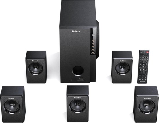 Home Cinema Systeem - Surround Sound Luidsprekers - Thuisbioscoop Geluid - 600W Piekvermogen Diepe Bas - 5.25 Inch Subwoofer - Zwart