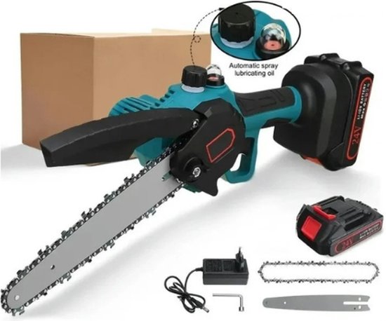 Homebloom snoeizaag - Mini kettingzaag op accu - Elektrische snoeischaar - Multifunctionele elektrische zaag - 24 Volt - 20 cm zaagblad van Homebloom