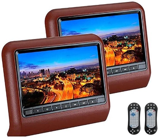 Hoofdsteun DVD Spelers - Auto Monitors - Reizen met Kinderen - Slot-in Scherm - 2 Stuks 9 Inch - Zwart