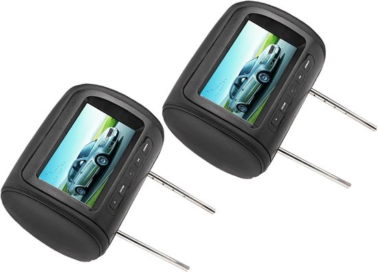 Hoofdsteun Monitor - Auto Scherm - Reis Vermaak - Dubbele Video Invoer - 9.4 Inch - Zwart