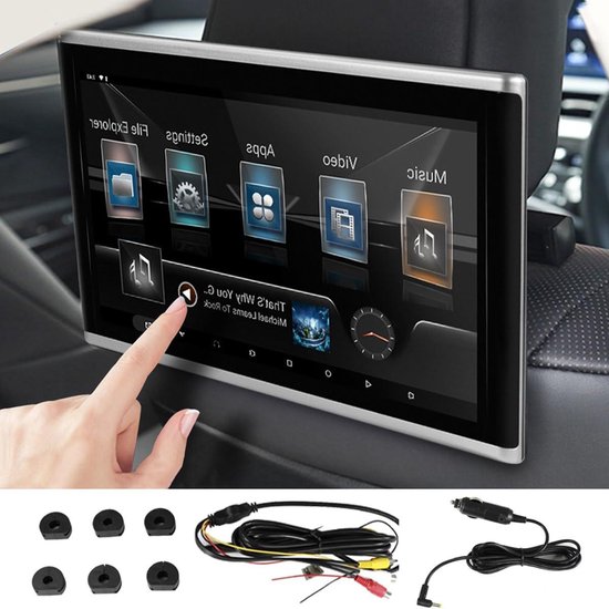 Hoofdsteun Monitor - Auto Scherm - Reizen met kinderen - 10.1 Inch IPS Touchscreen - 1024x600 Resolutie - Zwart