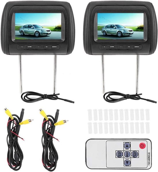 Hoofdsteun Speler - Auto Video Scherm - Reis Vermaak - Dubbele Infrarood Zender - 7 inch - Zwart
