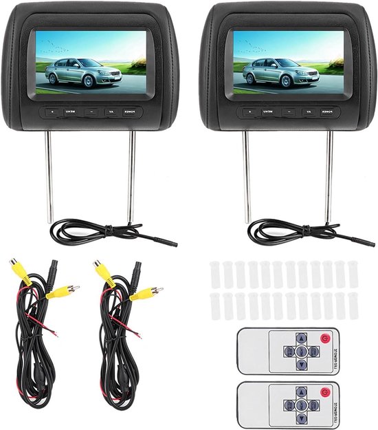 Hoofdsteun Video Spelers - Auto Schermen - Reis Vermaak - Draadloze Afstandsbediening - 7 Inch Scherm - Zwart