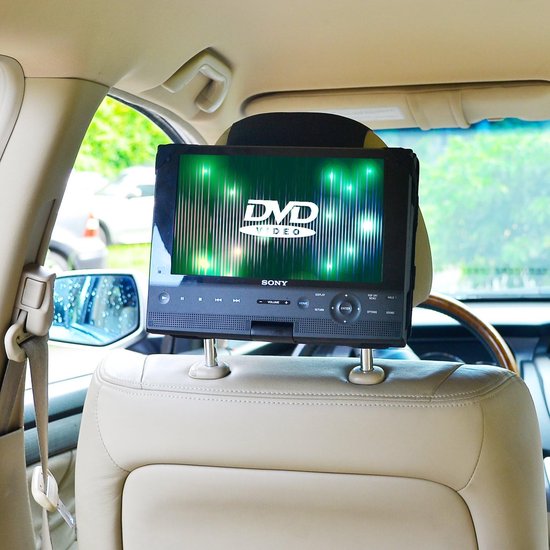 Hoofdsteunhouder DVD-speler - Autohouder Tablet - Reizen met kinderen - Verstelbare klittenband - 10 inch - Zwart
