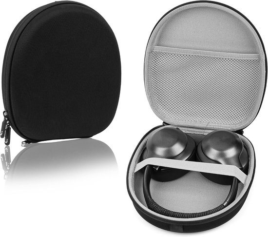 Hoofdtelefoon draagtas compatibel met Audio Technica, Bose, Grado, SONY, SkullCandy, beschermende harde schaal reistas met kabel, oplader opslag (zwart)