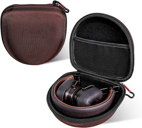 Hoofdtelefoonhoesje voor Marshall Major V/Major IV/Major III/Major I/Mid Bluetooth/MID ANC/Monitor II ANC hoofdtelefoon, harde opbergtas voor Marshall Major 5/4/3/2/1 (bruin)