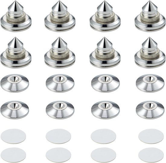 Hoogte Verstelbare Speaker Spikes Set van 8 - Subwoofer Voeten met Zelfklevende Pads voor Optimaal Geluid van Merkloos