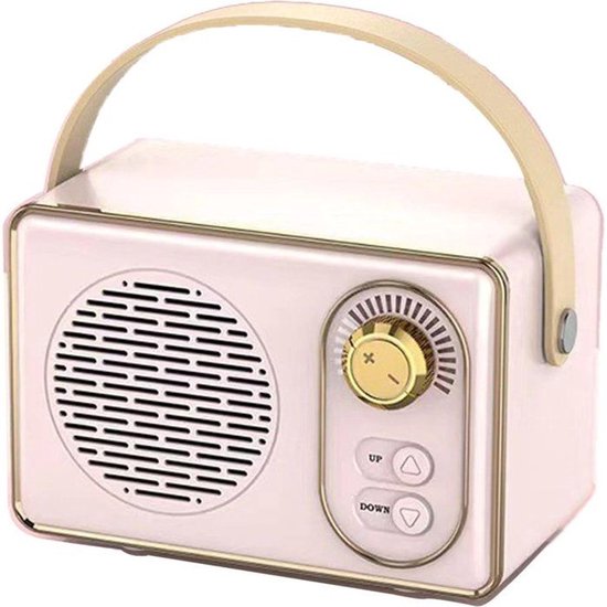 Hoogwaardige retro Bluetooth-luidspreker - Bluetooth-luidspreker - Lange batterijduur - Roze