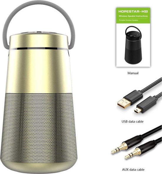 HOPESTAR H33 Goud draagbare draadloze Bluetooth-luidspreker FM-zender Powerbank van Hopestar