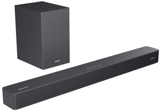 Horizon Soundbar met Subwoofer en Afstandsbediening voor TV - Werkt op alle TV's - Bluetooth - 2.1CH - 60W - Speaker - Antraciet van SoundZilla