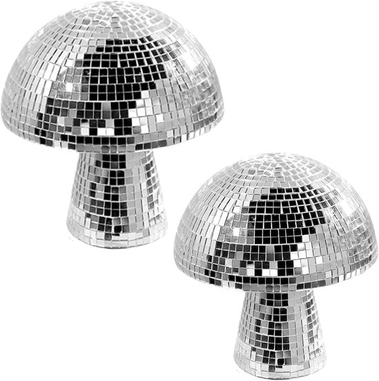 Hoshisea 2 Stuks Disco Paddenstoelen, Grote Spiegel Paddenstoel Disco, Disco Paddenstoelen Zilver, voor Huisdecoraties, Podiumrekwisieten (Zilver) van Hoshisea