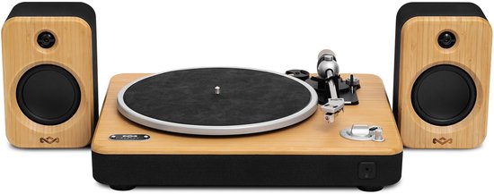 House of Marley Stir It Up 2 Bluetooth Platenspeler met Passieve Speakers - Home Audio - LP Speler - Vinyl - Auto-stop - Anti Skating - Ingebouwde Voorversterker - FSC goedgekeurd Bamboe hout - Audio Technica Element