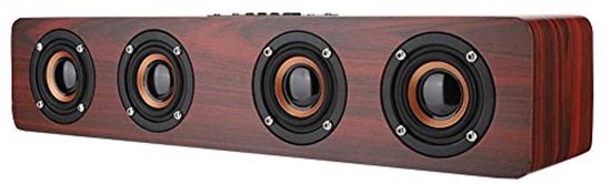 Houten Bluetooth Soundbar - 12W HiFi TV-luidspreker met AUX, TF-kaart en FM Ondersteuning van Avenzo.