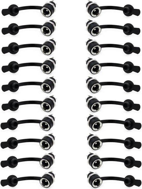 HSEAMALL 20PCS 5.5x2.1MM DC Power Jack Socket 2 Pin Female Metal Round Panel Mount Plug Connector Adapter with Dustproof Cap van HSEAMALL
